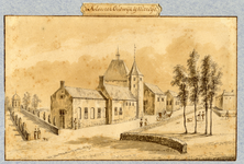 37736 Gezicht op de overgebleven gebouwen van de abdij Oudwijk.